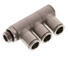 10mm x G1/4'' 3-way Manifold Push-in Fitting with Male Threads Brass NBR Rotatable