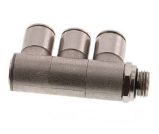 10mm x G1/4'' 3-way Manifold Push-in Fitting with Male Threads Brass NBR Rotatable