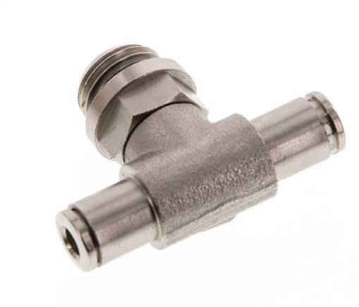 4mm x G1/4'' Inline Tee Push-in Fitting with Male Threads Brass NBR Rotatable