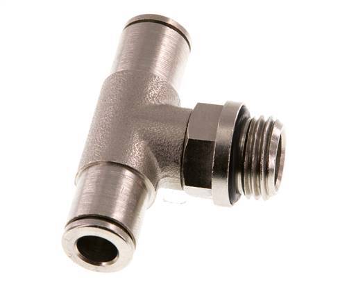 6mm x G1/4'' Inline Tee Push-in Fitting with Male Threads Brass NBR Rotatable