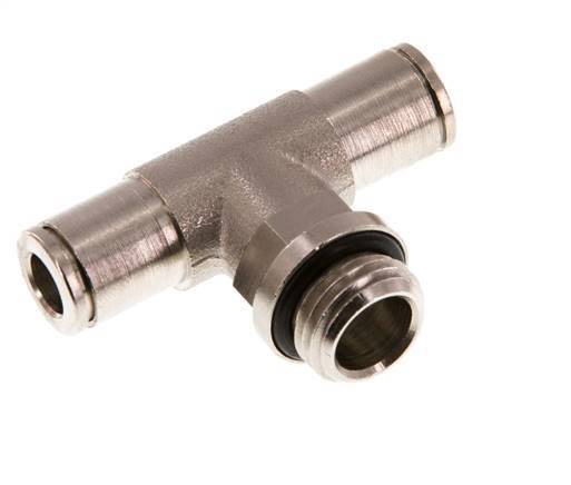 6mm x G1/4'' Inline Tee Push-in Fitting with Male Threads Brass NBR Rotatable