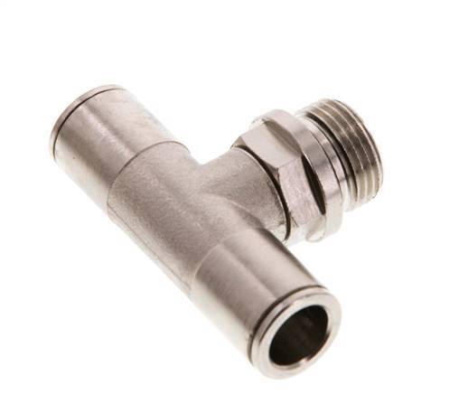 10mm x G3/8'' Inline Tee Push-in Fitting with Male Threads Brass NBR Rotatable