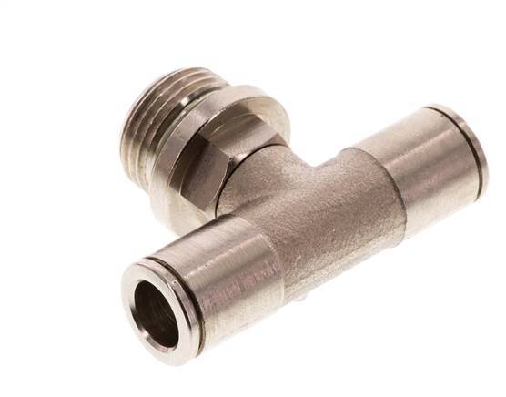 8mm x G3/8'' Inline Tee Push-in Fitting with Male Threads Brass FKM Rotatable