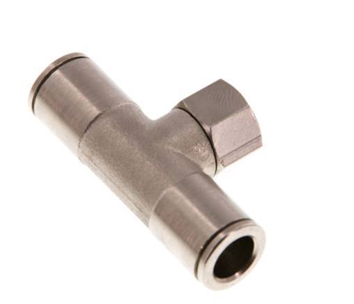 8mm x G1/8'' Inline Tee Push-in Fitting with Female Threads Brass NBR Rotatable