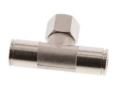 10mm x G1/4'' Inline Tee Push-in Fitting with Female Threads Brass NBR Rotatable