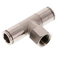 10mm x G1/4'' Inline Tee Push-in Fitting with Female Threads Brass NBR Rotatable