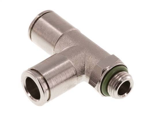 8mm x G1/8'' Right Angle Tee Push-in Fitting with Male Threads Brass FKM Rotatable