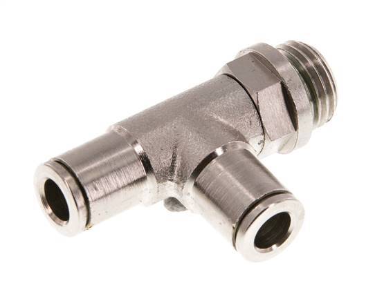 6mm x G1/4'' Right Angle Tee Push-in Fitting with Male Threads Brass FKM Rotatable