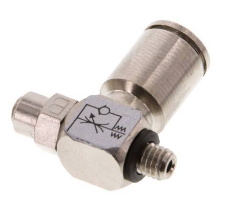 Flow Control Valve Meter-Out Elbow 6 mm - M5 Brass Slotted Screw Banjo