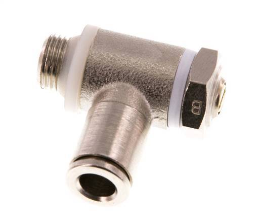 Flow Control Valve Meter-Out Elbow 6 mm - G1/8'' Brass Slotted Screw Banjo