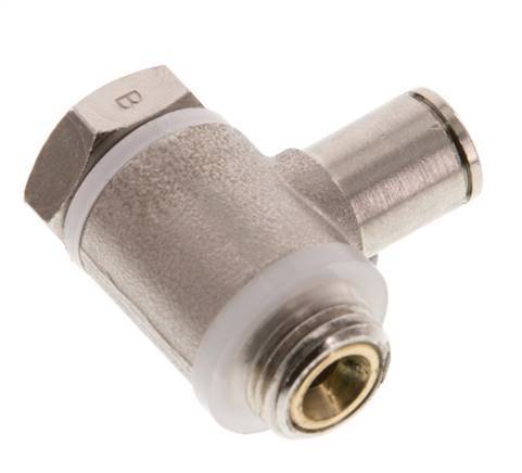 Flow Control Valve Meter-Out Elbow 6 mm - G1/4'' Brass Slotted Screw Banjo