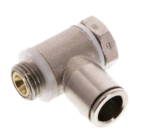 Flow Control Valve Meter-Out Elbow 10 mm - G1/4'' Brass Slotted Screw Banjo