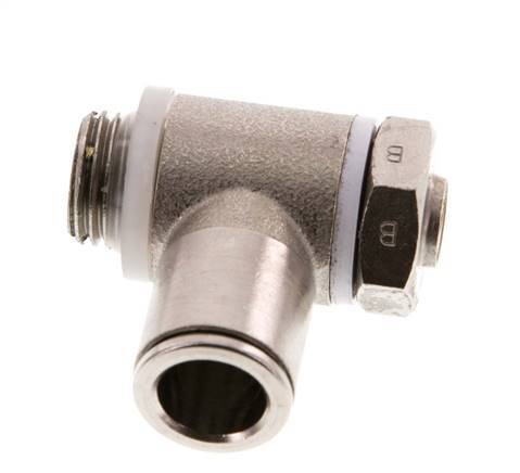 Flow Control Valve Meter-Out Elbow 10 mm - G1/4'' Brass Slotted Screw Banjo