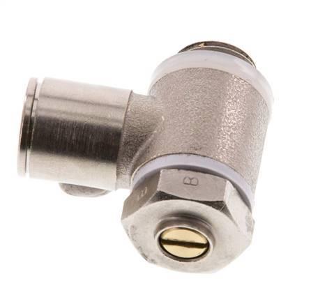 Flow Control Valve Meter-Out Elbow 10 mm - G1/4'' Brass Slotted Screw Banjo