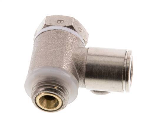 Flow Control Valve Meter-Out Elbow 10 mm - G1/4'' Brass Slotted Screw Banjo