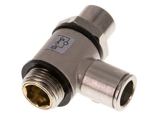 Flow Control Valve Meter-Out Elbow 10 mm - G3/8'' Brass Slotted Screw Banjo