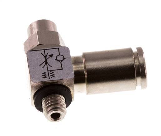 Flow Control Valve Meter-In Elbow 4 mm - M5 Brass Slotted Screw Banjo