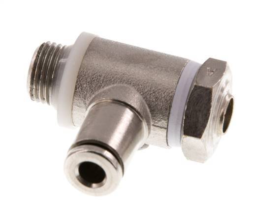 Flow Control Valve Meter-In Elbow 4 mm - G1/8'' Brass Slotted Screw Banjo