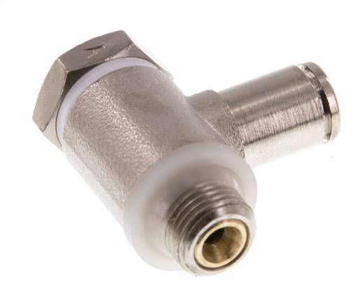 Flow Control Valve Meter-In Elbow 4 mm - G1/8'' Brass Slotted Screw Banjo