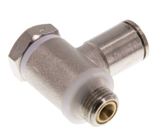 Flow Control Valve Meter-In Elbow 6 mm - G1/8'' Brass Slotted Screw Banjo