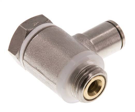 Flow Control Valve Meter-In Elbow 6 mm - G1/4'' Brass Slotted Screw Banjo