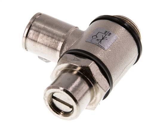 Flow Control Valve Meter-In Elbow 10 mm - G3/8'' Brass Slotted Screw Banjo