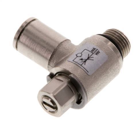 Flow Control Valve Meter-Out Elbow 6 mm - G1/8'' Brass Slotted Screw