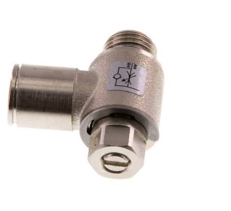 Flow Control Valve Meter-Out Elbow 10 mm - G1/4'' Brass Slotted Screw