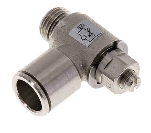 Flow Control Valve Meter-Out Elbow 12 mm - G1/4'' Brass Slotted Screw