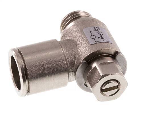 Flow Control Valve Meter-In Elbow 12 mm - G1/4'' Brass Slotted Screw