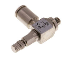 Flow Control Valve Meter-Out Elbow 4 mm - M5 Brass Knurled Screw