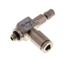 Flow Control Valve Meter-Out Elbow 4 mm - M5 Brass Knurled Screw