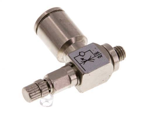 Flow Control Valve Meter-Out Elbow 6 mm - M5 Brass Knurled Screw