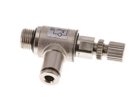 Flow Control Valve Meter-Out Elbow 4 mm - G1/8'' Brass Knurled Screw