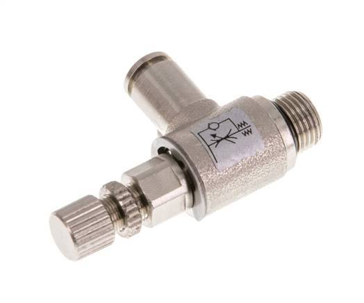 Flow Control Valve Meter-Out Elbow 4 mm - G1/8'' Brass Knurled Screw