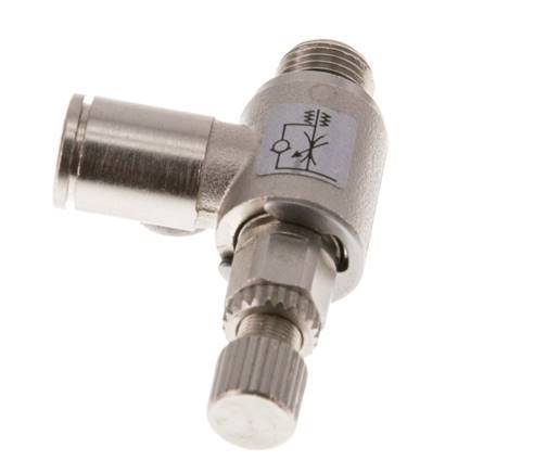 Flow Control Valve Meter-Out Elbow 6 mm - G1/8'' Brass Knurled Screw