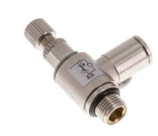 Flow Control Valve Meter-Out Elbow 6 mm - G1/8'' Brass Knurled Screw
