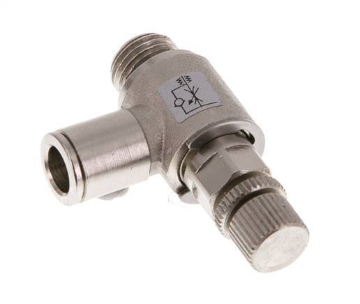 Flow Control Valve Meter-Out Elbow 8 mm - G1/4'' Brass Knurled Screw