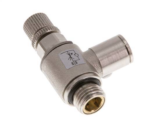 Flow Control Valve Meter-Out Elbow 8 mm - G1/4'' Brass Knurled Screw