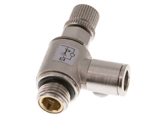 Flow Control Valve Meter-Out Elbow 8 mm - G1/4'' Brass Knurled Screw