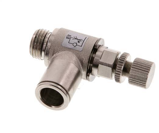 Flow Control Valve Meter-Out Elbow 10 mm - G1/4'' Brass Knurled Screw