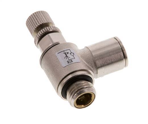 Flow Control Valve Meter-Out Elbow 10 mm - G1/4'' Brass Knurled Screw