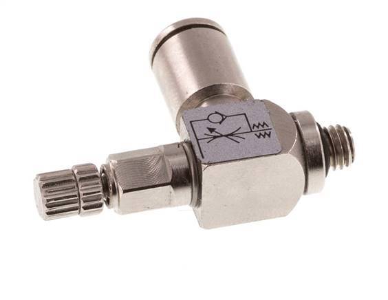 Flow Control Valve Meter-In Elbow 4 mm - M5 Brass Knurled Screw
