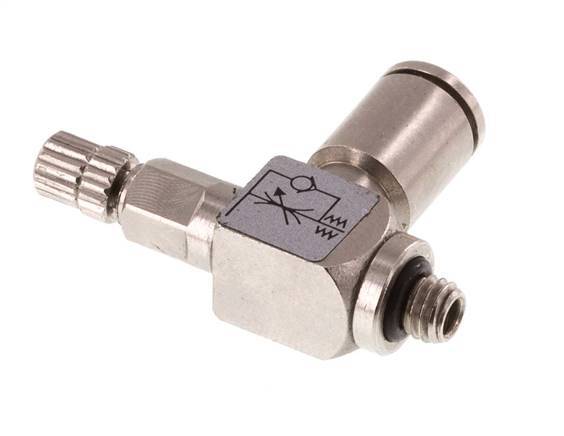 Flow Control Valve Meter-In Elbow 4 mm - M5 Brass Knurled Screw