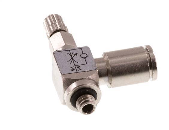 Flow Control Valve Meter-In Elbow 4 mm - M5 Brass Knurled Screw