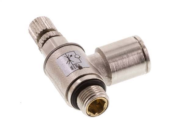 Flow Control Valve Meter-In Elbow 8 mm - G1/8'' Brass Knurled Screw