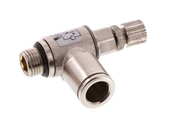 Flow Control Valve Meter-In Elbow 8 mm - G1/8'' Brass Knurled Screw