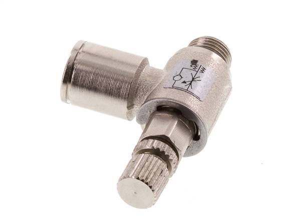 Flow Control Valve Meter-In Elbow 8 mm - G1/8'' Brass Knurled Screw