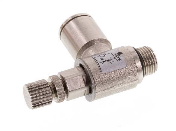 Flow Control Valve Meter-In Elbow 8 mm - G1/8'' Brass Knurled Screw