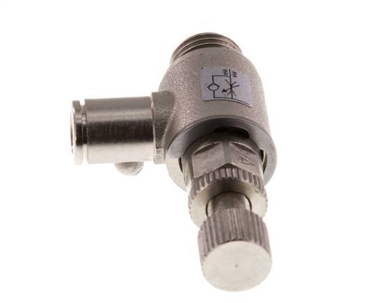 Flow Control Valve Meter-In Elbow 6 mm - G1/4'' Brass Knurled Screw